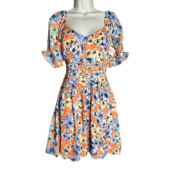 19 Cooper Orange Floral Sundress Smocked Waist M NWOT - Picture 1 of 7